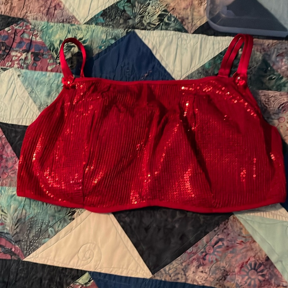 Super sexy red sequined bra or cropped tank